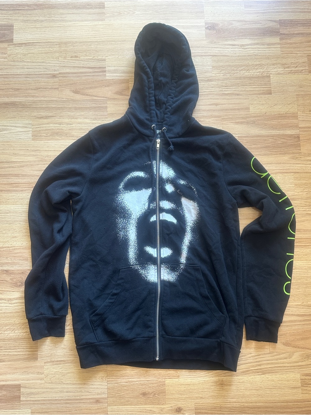 Black Graphic Deftones Zip-Up Hoodie